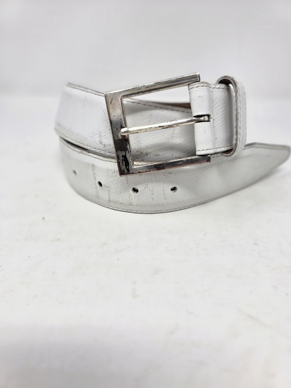 Allen Edmonds Jack Nicklaus Signature Golf Mens White Leather Belt Size 34 USA